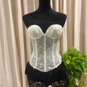 Vintage Carnival Bustier Corset in Cream 32B